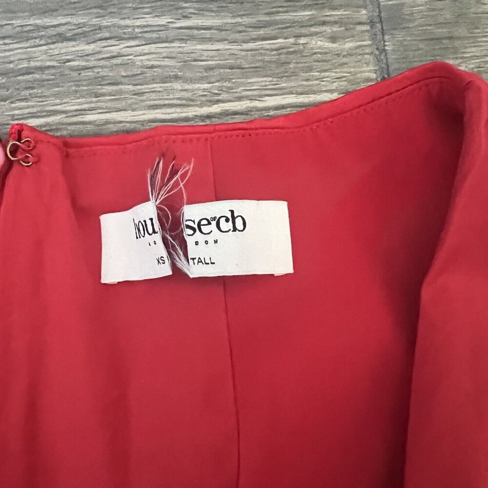 HOUSE OF CB 'Cupid' Scarlet Pleated Mini Dress XS TALL - Picture 3 of 6